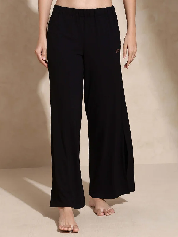 Serene Yoga Pants with Slit Black Stylish Harem Pants