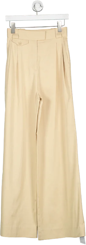 Shona Joy Beige High Waisted Tailored Pants UK 8 Modern Bootcut Pants