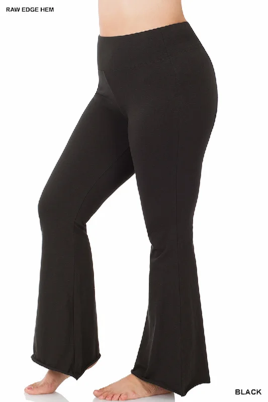 The "Time to Chill" Raw Edge Hem Flared Yoga Pants Slim-Fit Khaki Pants