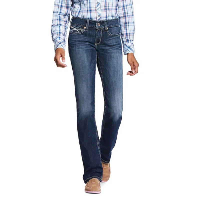 Ariat R.E.A.L. Mid Rise Stretch Brianne Stackable Straight Leg Jean Fashionable White Denim Jeans