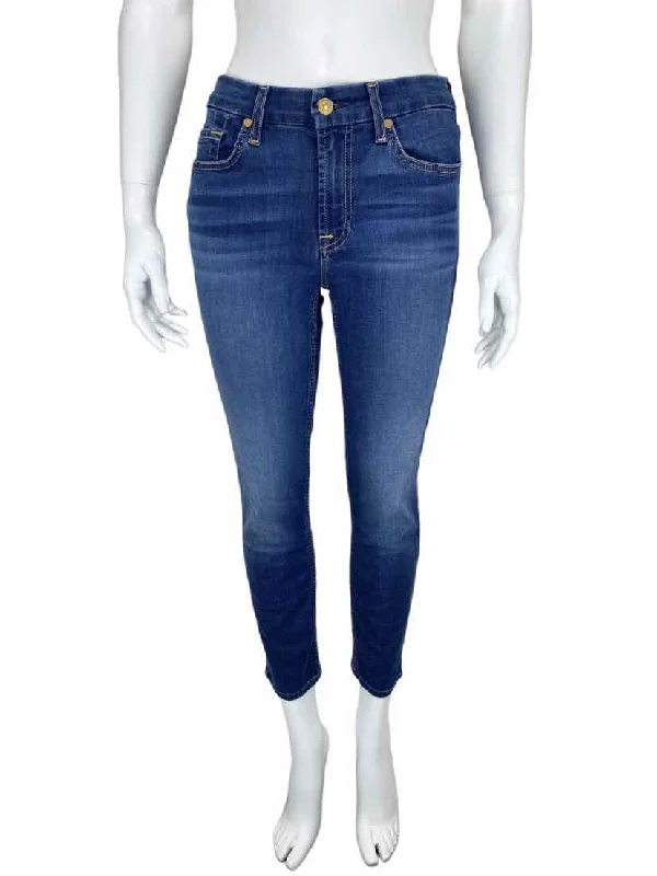 7 for all Mankind, Women's Kimmie Crop Jean, Medium Indigo, Size 27 (4) Trendy Colored Denim Jeans