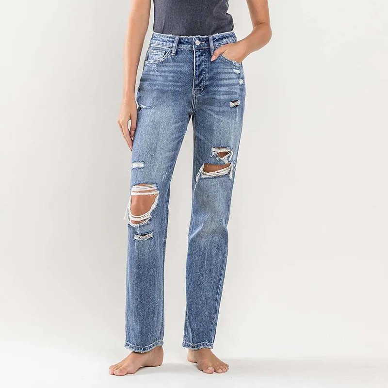 Flying Monkey Women's 90s Vintage Distressed Jean Stylish Relaxed Fit Skinny Jeans