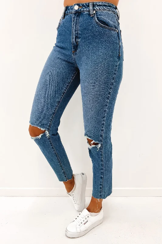 A 94 High Slim Jean Harlow Rip Comfortable Drawstring Waist Jeans
