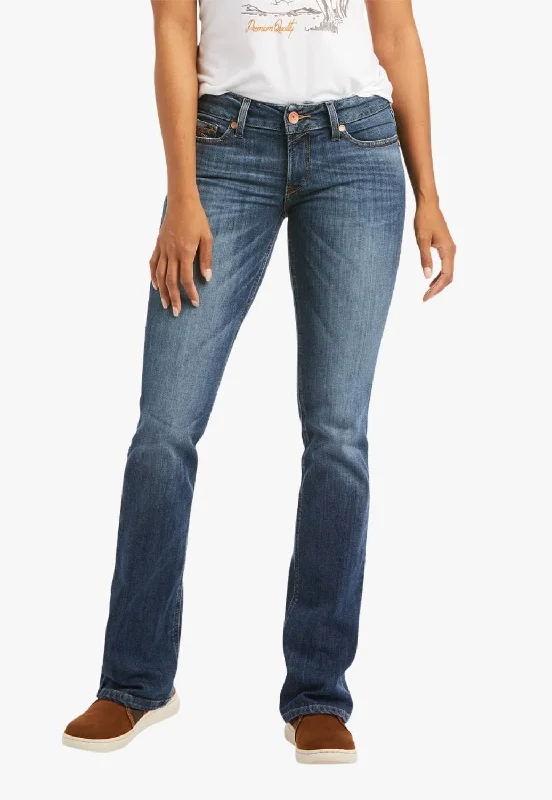 Aiat Womens REAL Mid Rise Straight Leg Jean Fashionable Straight Fit Denim
