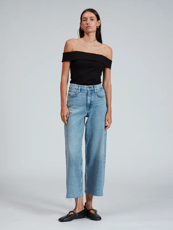 Andi High Rise Wide Leg Crop Jean - Cecilia Elegant Raw Hem Jeans