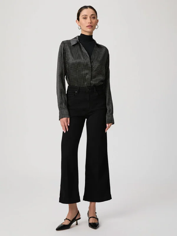 Anessa Wide Ankle Jean - Black Shadow Chic Faded Blue Jeans