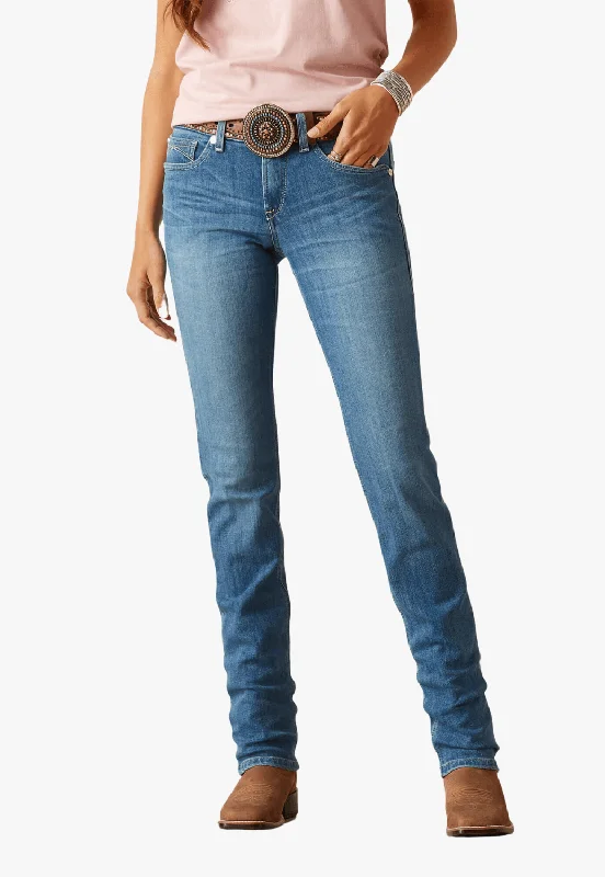 Ariat Womens REAL Clover Perfect Rise Straight Leg Jean Fashionable Button-Front Jeans