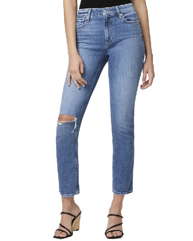Paige Cindy Granada Destructed Straight Leg Jean Elegant Dark-Wash Bootcut Jeans
