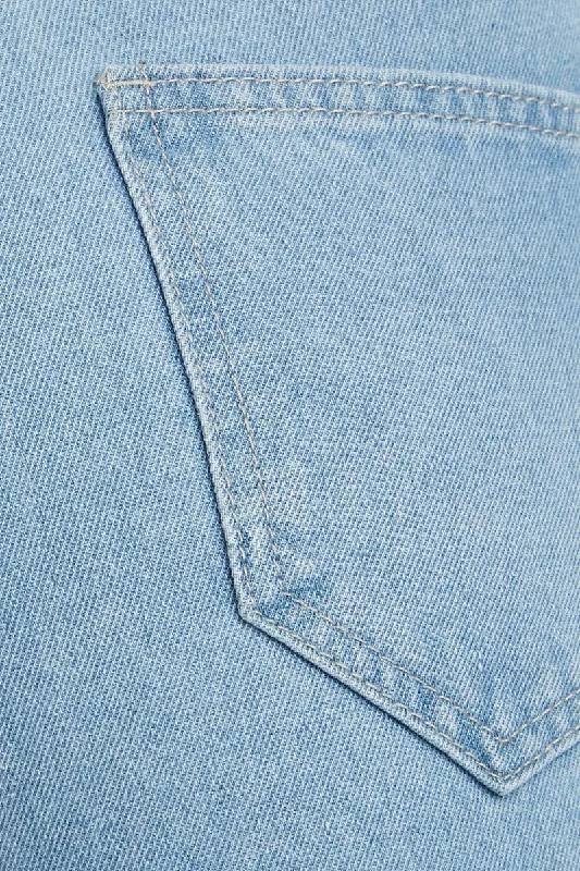 Blue Distressed Denim Boyfriend Jean Comfortable Zip-Fly Denim Jeans
