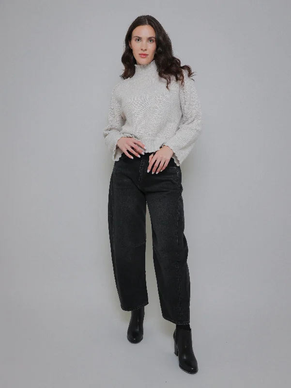 Charlie Barrel Jean - Black Stone Stylish Stone-Wash Denim Jeans