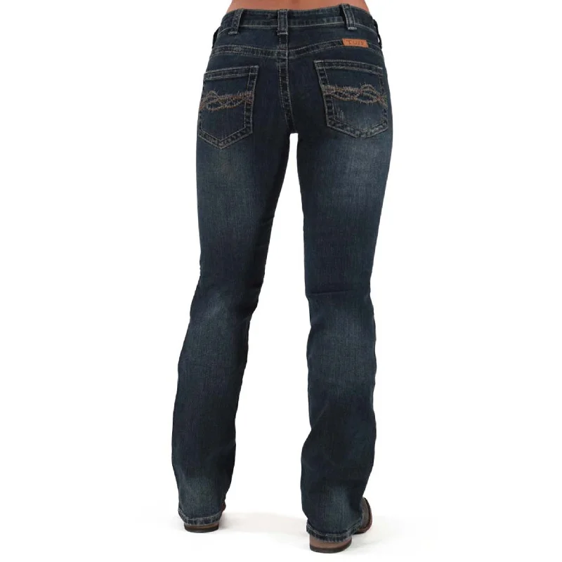Cowgirl Tuff Dark Don't Fence Me Jean Trendy Acid Wash Skinny Jeans