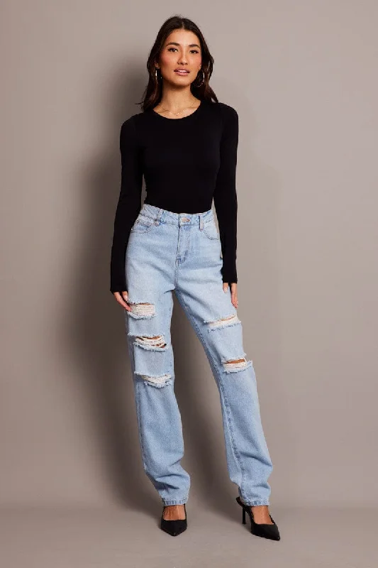 Denim Boyfriend Jean High Rise Comfortable Jogger Style Jeans