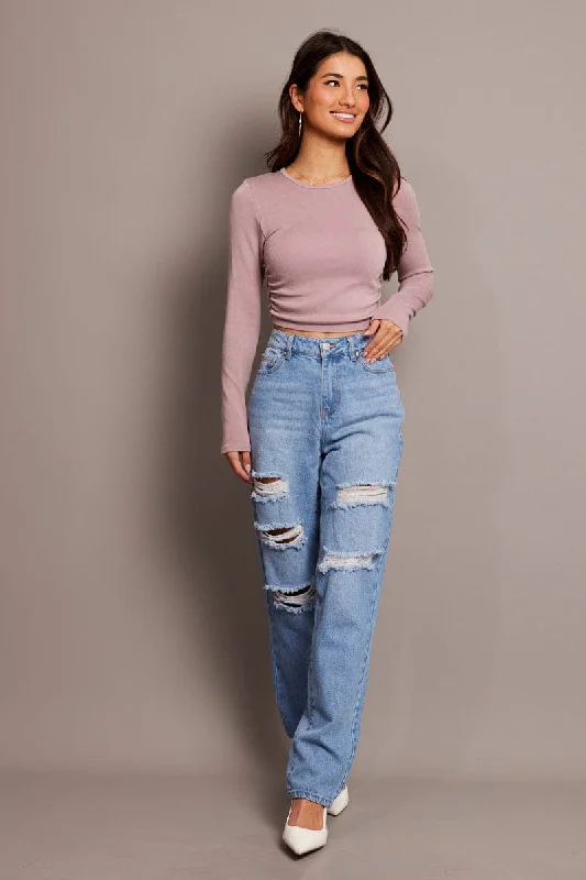 Denim Boyfriend Jean High Rise Comfortable Flare Leg Jeans