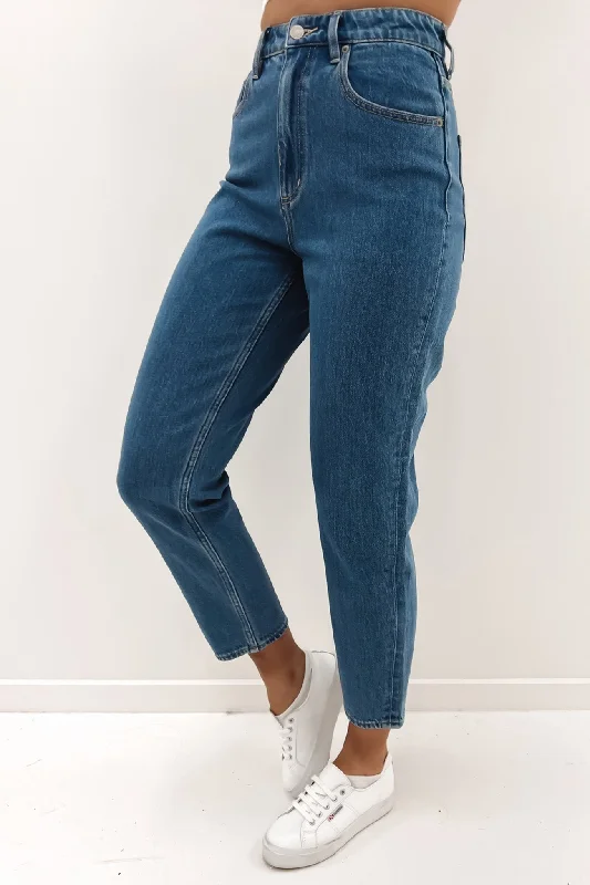 High Moms Jean Force Blue Chic Rolled Cuff Denim Jeans
