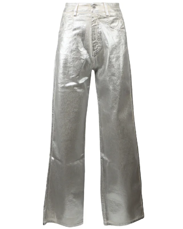 Straight Leg Jean in Silver Casual Distressed Skinny Jeans