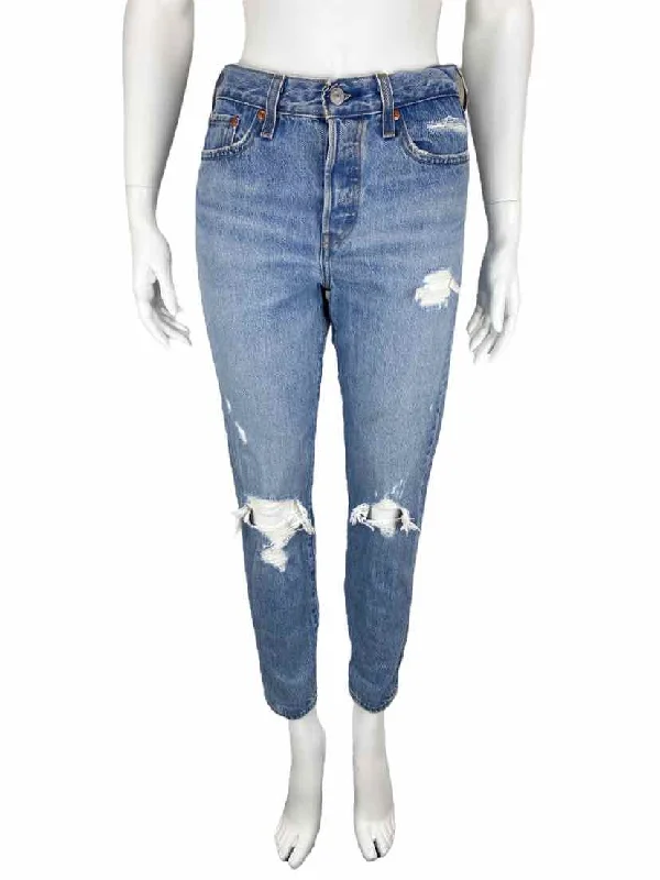 Levi's, Women's The Wedgie Destructed Jean, Light Indigo, Size 26 (2) Comfortable Distressed Straight-Leg Jeans