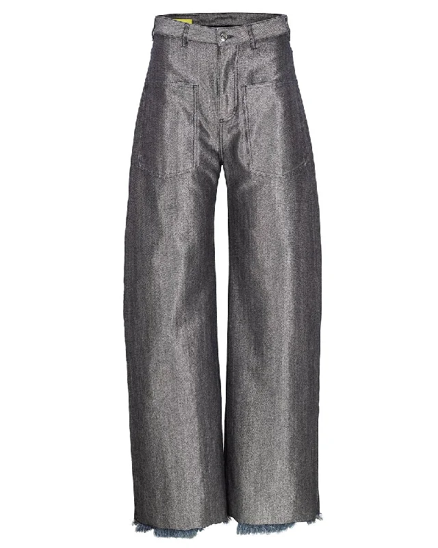 Patch Pocket Boyfriend Jean in Silver Chic Double Waistband Jeans