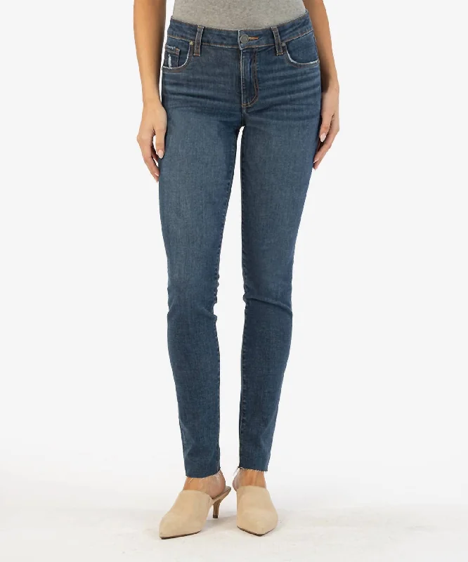 Mia Mid Rise Slim Fit Skinny Jean In Custom Wash Comfortable Dark Wash Jeans