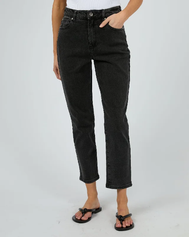 Monica Mom Jean Washed Black Elegant Tapered Leg Denim