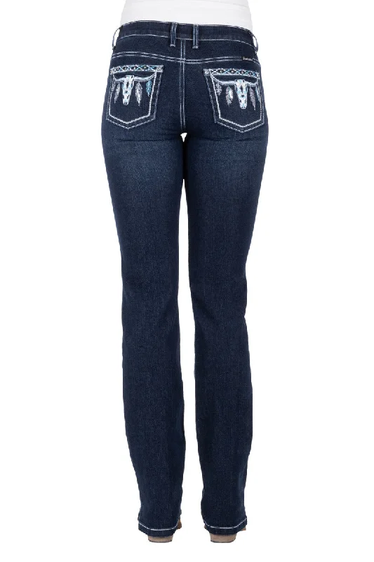 PCP2212609 Pure Western Women's Raina Straight leg jean 34'leg Casual Loose Fit Jeans