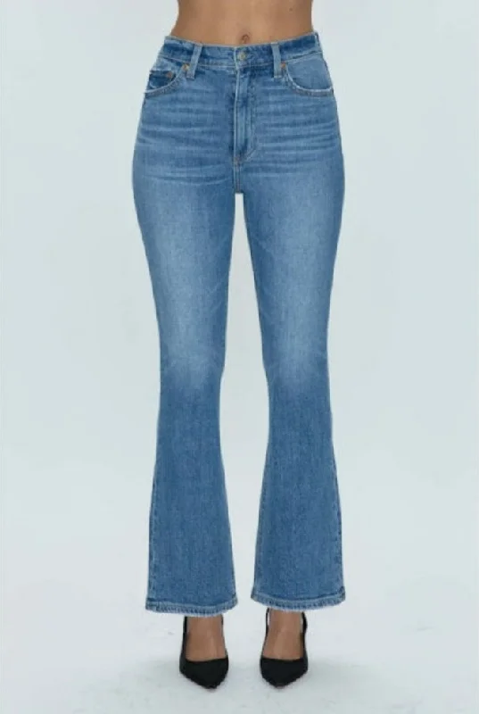PISTOLA Krista High Rise Slim Flare Jean in Vibrant Casual Bootcut Ripped Jeans