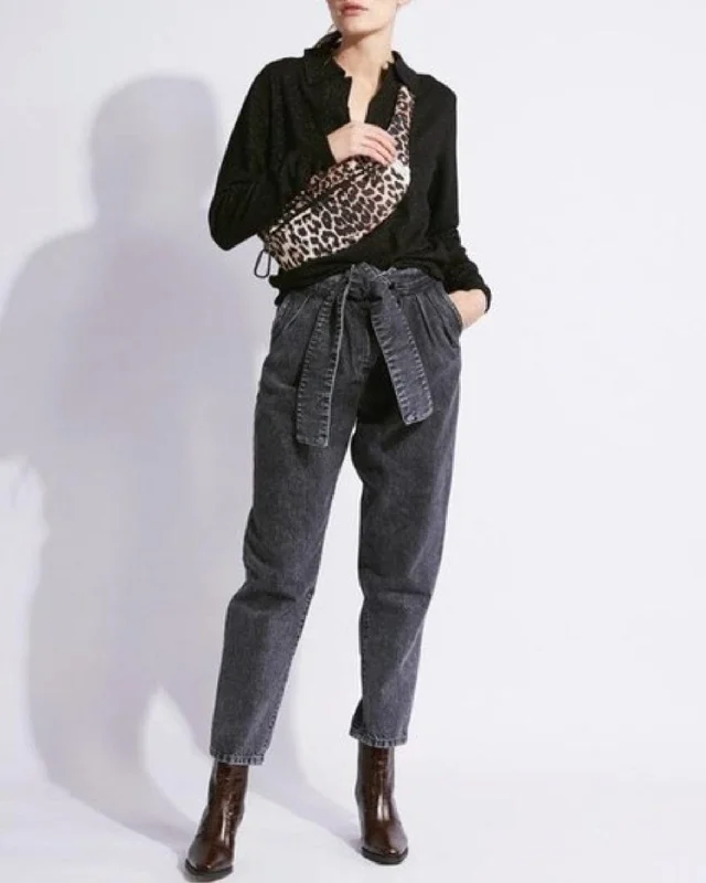 "Repu" High Rise Jean Fashionable Frayed Hem Denim