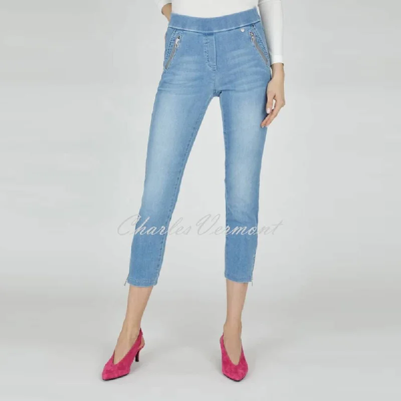 Robell Nena 09 - 7/8 Cropped Denim Jean 52489-54139-62 (Light Denim Blue) Trendy Skinny Fit Jeans