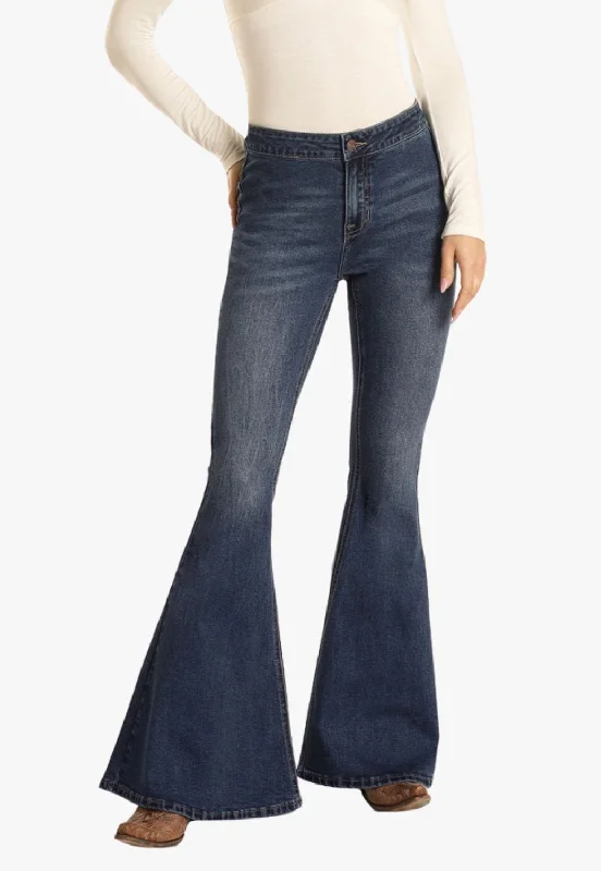 Rock and Roll Womens Flare Jean Classic Slim Fit Jeans