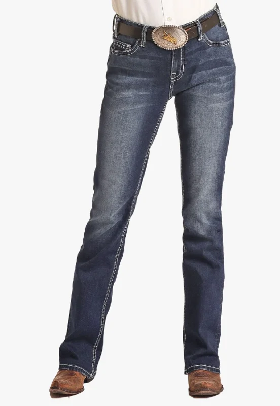 Rock & Roll Womens Mid Rise Extra Stretch Riding Jean Casual High-Waisted Bootcut Jeans Rock & Roll Womens Mid Rise Extra Stretch Riding Jean Casual High-Waisted Bootcut Jeans