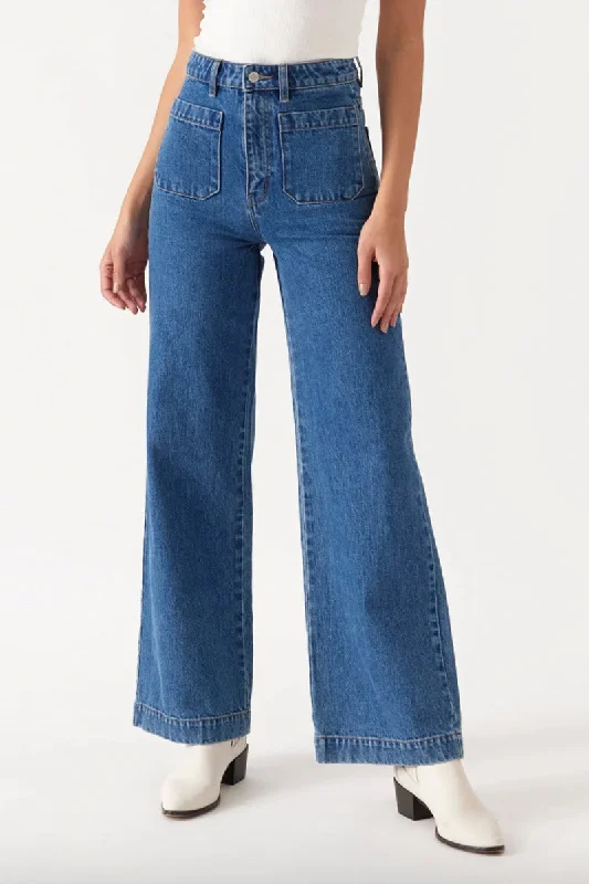 Rollas - Sailor Jean Long, Ashley Blue Stylish High-Rise Mom Jeans