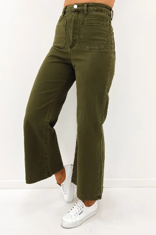 Sailor Jean Army Green Chic Cropped Jeans