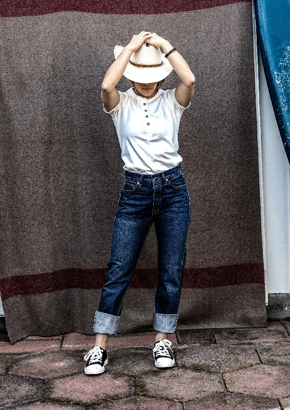 Sidney Fit Jean | Washed Selvedge Denim High Rise straight leg Chic Dark-Wash Skinny Jeans