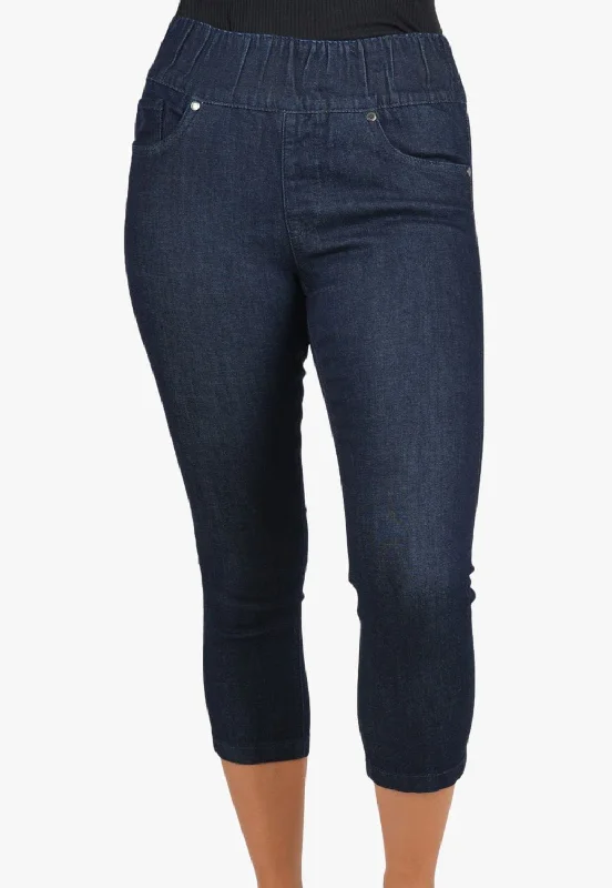 Thomas Cook Womens Pearl Pull On Wonder Capri Jean Trendy Patchwork Denim Jeans