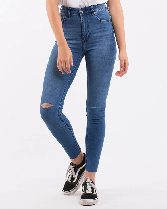 Vice High Skinny Jean Blue Dime Slash Elegant Tapered Leg Denim