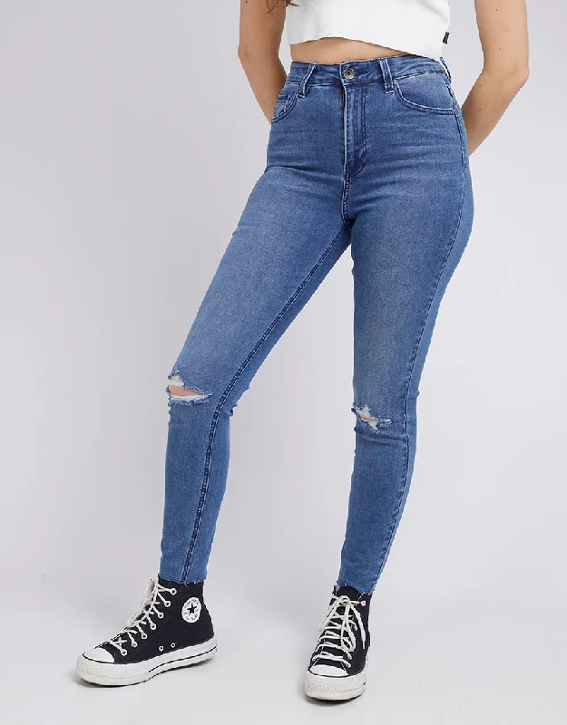 Vice High Skinny Jean Blue Dime Trash Chic Rolled Cuff Denim Jeans