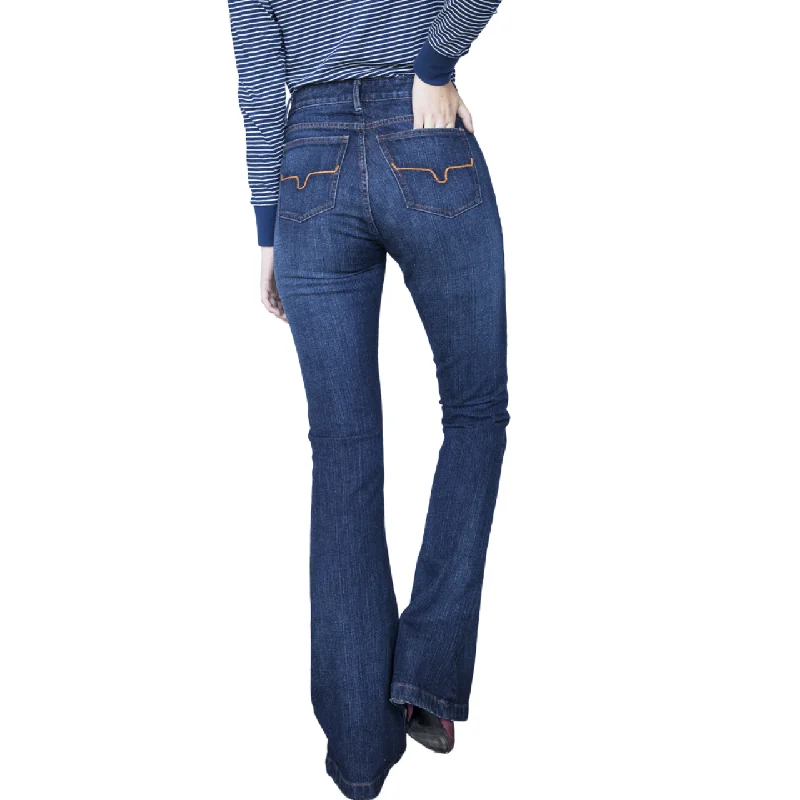 Women's Jennifer Blue Denim High Rise Wide Flare Jean By Kimes Ranch Casual Straight-Leg Jeans Women's Jennifer Blue Denim High Rise Wide Flare Jean By Kimes Ranch Casual Straight-Leg Jeans