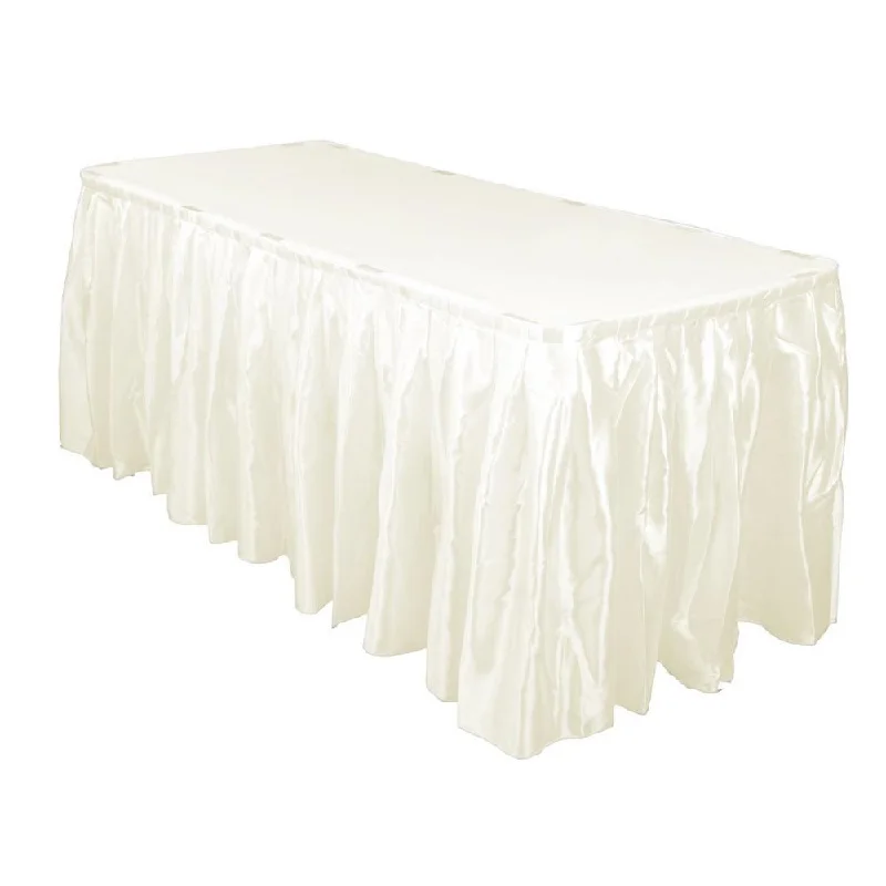 14 Ft. Ivory Accordion Pleat Bridal Satin Table Skirt corduroy skirt comfortable