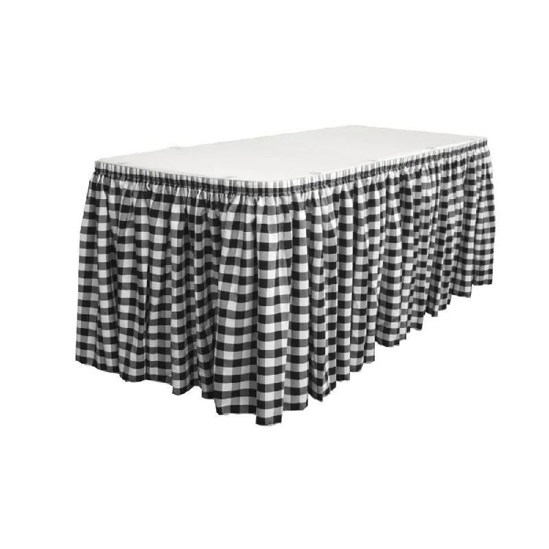 14 Ft. x 29 in. White and Black Accordion Pleat Checkered Polyester Table Skirt wool skirt breathable