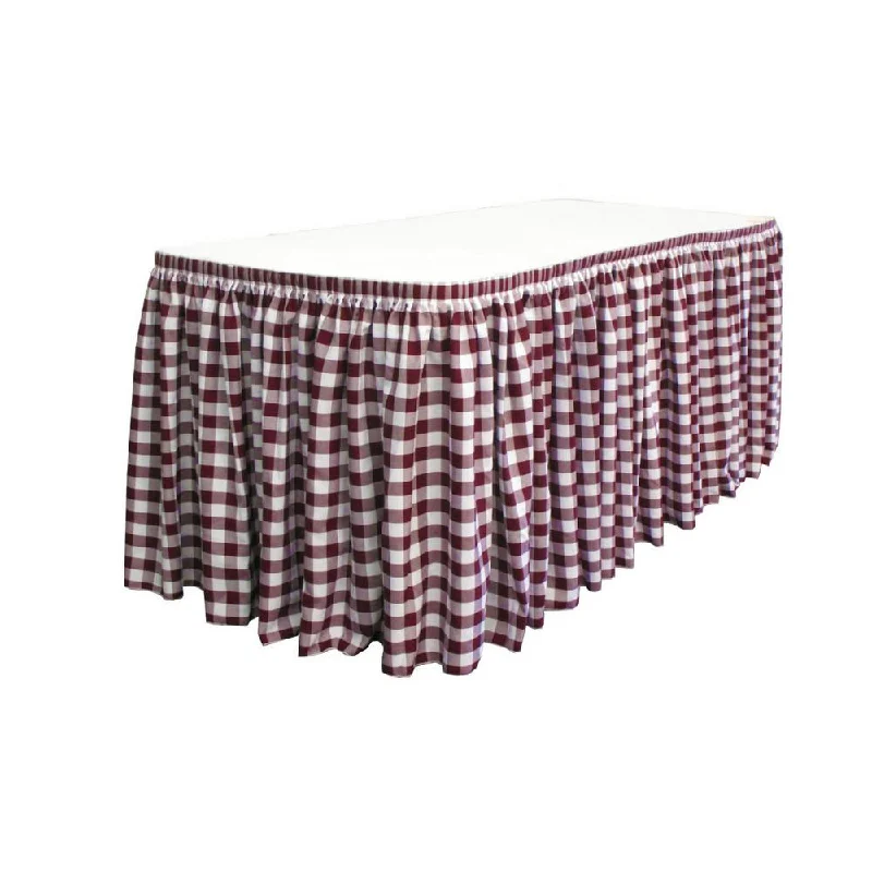 14 Ft. x 29 in. White and Burgundy Accordion Pleat Checkered Polyester Table Skirt denim skirt durable