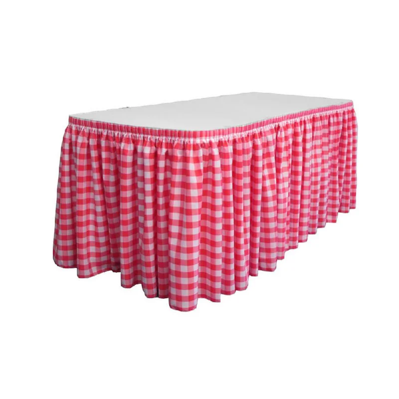 14 Ft. x 29 in. White and Fuchsia Accordion Pleat Checkered Polyester Table Skirt denim skirt durable