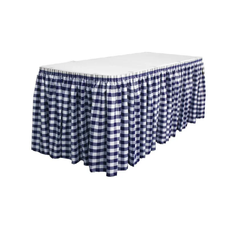 14 Ft. x 29 in. White and Navy Blue Accordion Pleat Checkered Polyester Table Skirt denim skirt classic