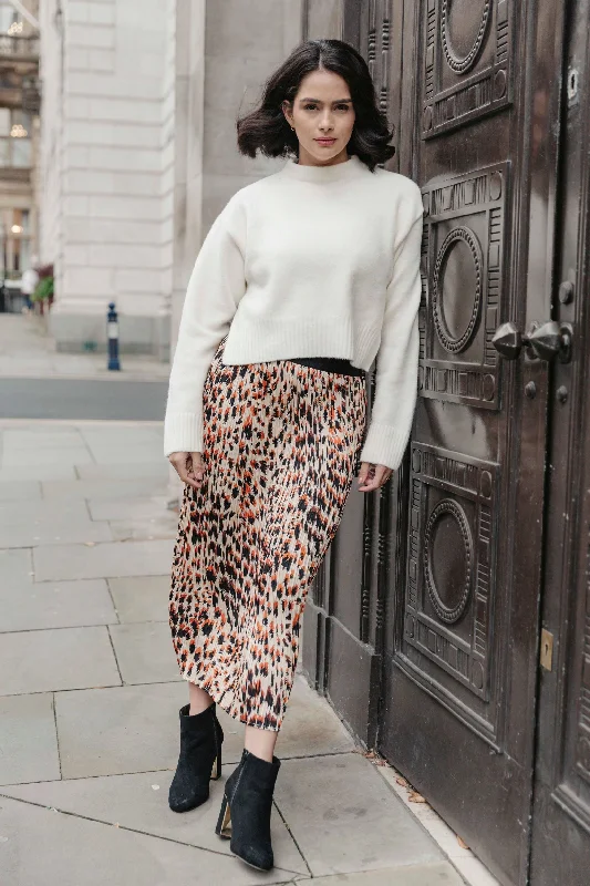Saloos Crystal Pleat Midi Skirt with Side Pockets velvet skirt luxury
