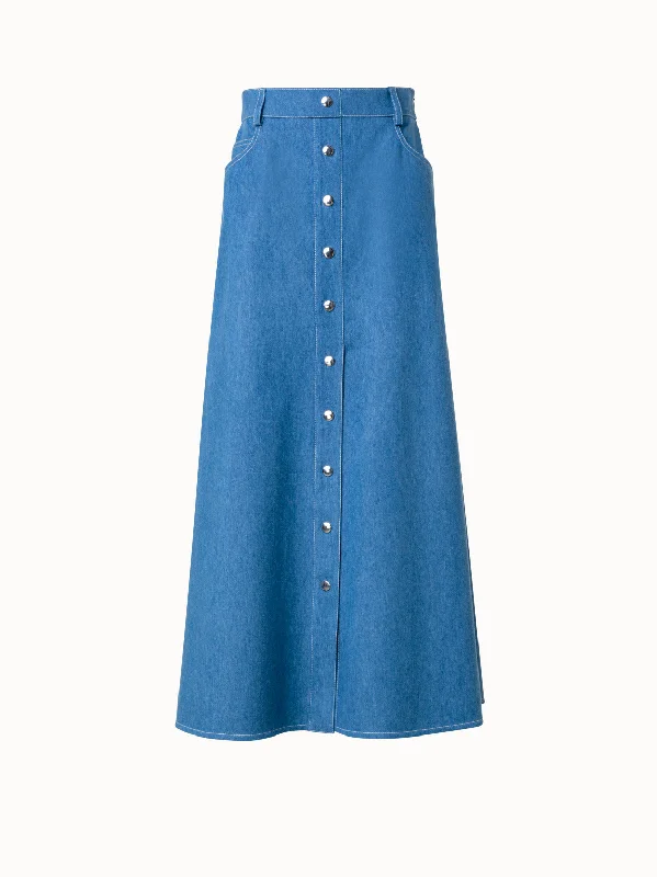 A-Line Midi Denim Skirt denim skirt durable