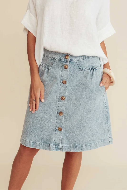 Amanda Vintage Blue Stretch Denim Skirt denim skirt casual