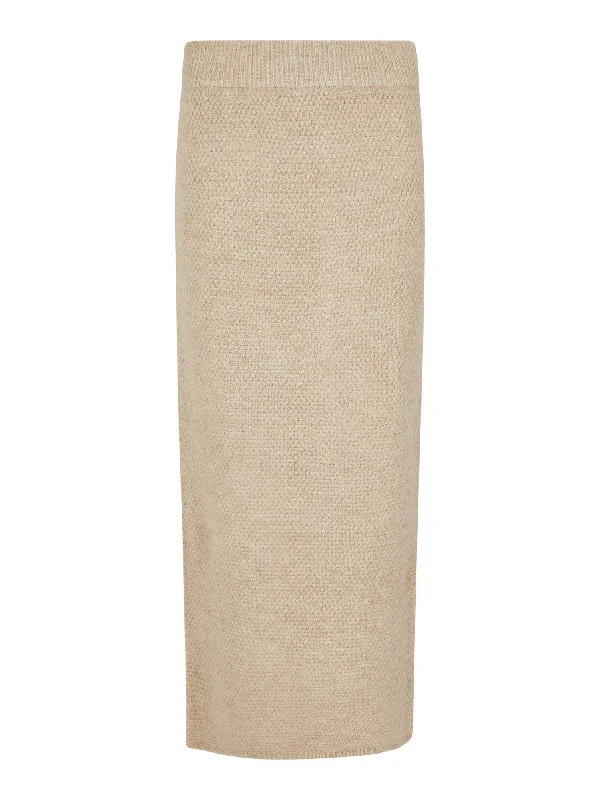 WAFFLE KNIT SKIRT belted skirt waist