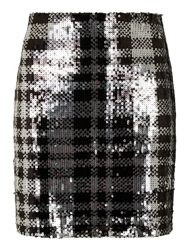 CHECK SEQUIN SKIRT breathable skirt fabric