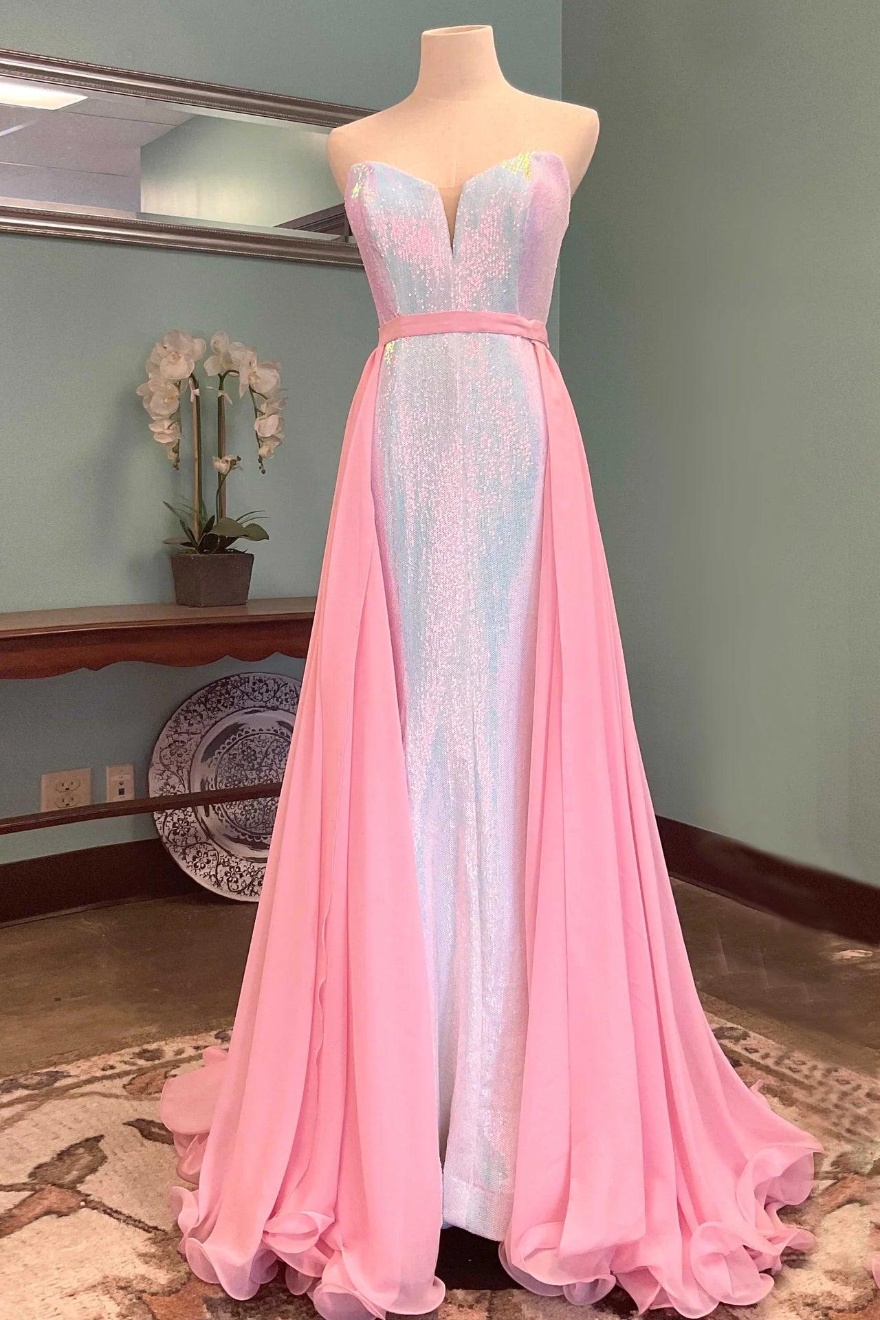 Ava Presley 27816 Size Med Royal Long Wire Hem Chiffon Overskirt Detachable Skirt Pageant Prom Bridal denim skirt stylish
