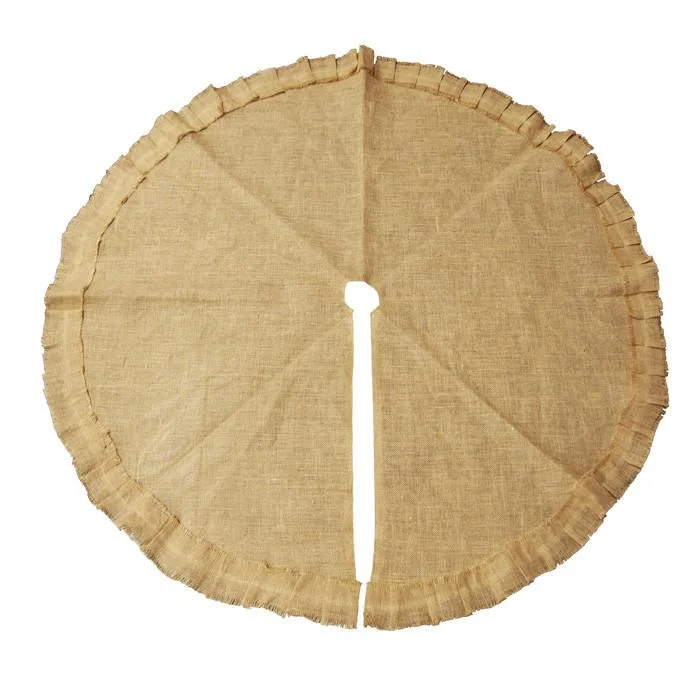Burlap Tree Skirt Round Ruffled Edge, Natural, 48-Inch velvet skirt rich