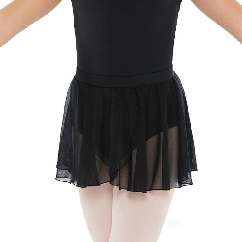 Mesh Girls Black Mock Wrap Pull On Skirt - Select Size leather skirt modern
