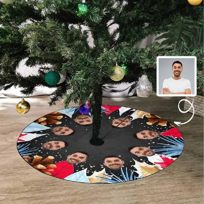 Custom Face Merry Christmas Christmas Tree Skirt denim skirt classic